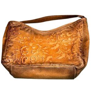 Vintage Civico 13 Tooled Leather Hobo Bag Rustic Italian Craftsmanship